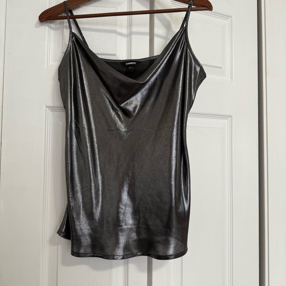 Express Black Cowl Neck Metallic Women's Top